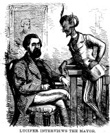 Depiction of the Devil interviewing Mayor Hall
